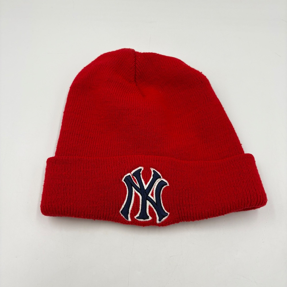VTG American Needle MLB New York Yankees Beanie Unisex OSFM Red Cuffed Knit Hat